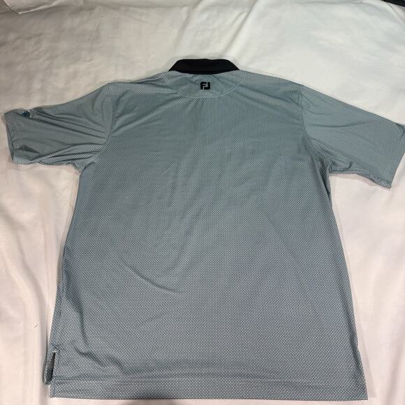 Footjoy Mens XL Golf Polo Shirt Black Blue Geometric - Picture 7 of 8